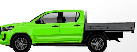 Dual Cab Tray Back: Full cabin wrap coverage illustration
