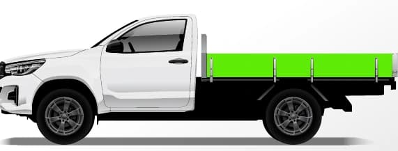 Single Cab Ute: Tray panels coverage illustration