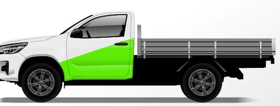 Single Cab Ute: Quarter wrap coverage illustration