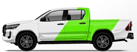Dual Cab: Quarter wrap coverage illustration