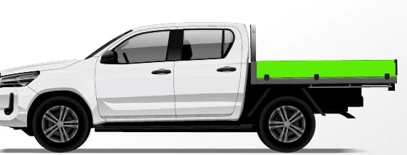 Dual Cab Tray Back: Tray panels coverage illustration